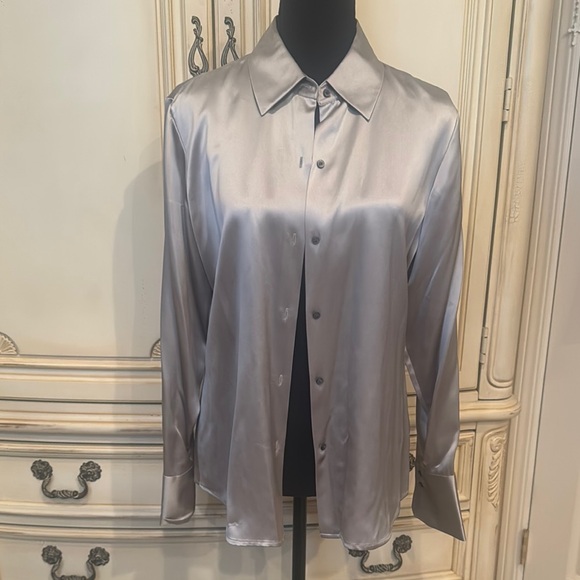 Alfani Tops - Alfani Silver Blouse Satin Top